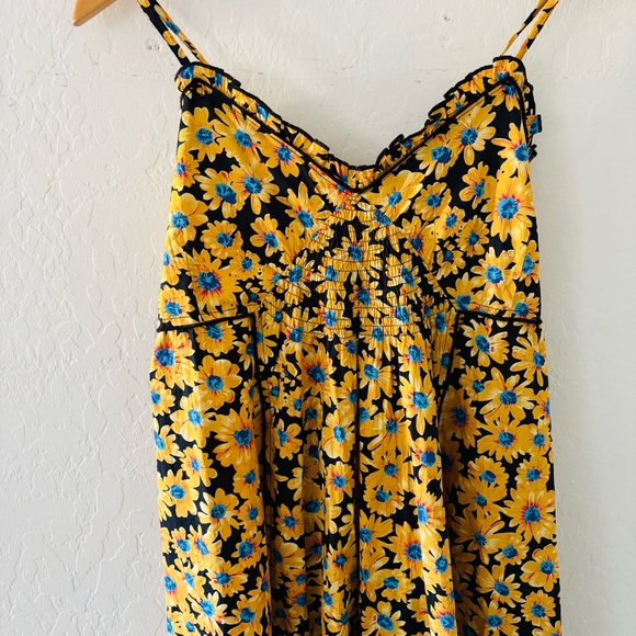 Topshop Strappy Ruched Floral Yellow Dress - Picture 6 of 10